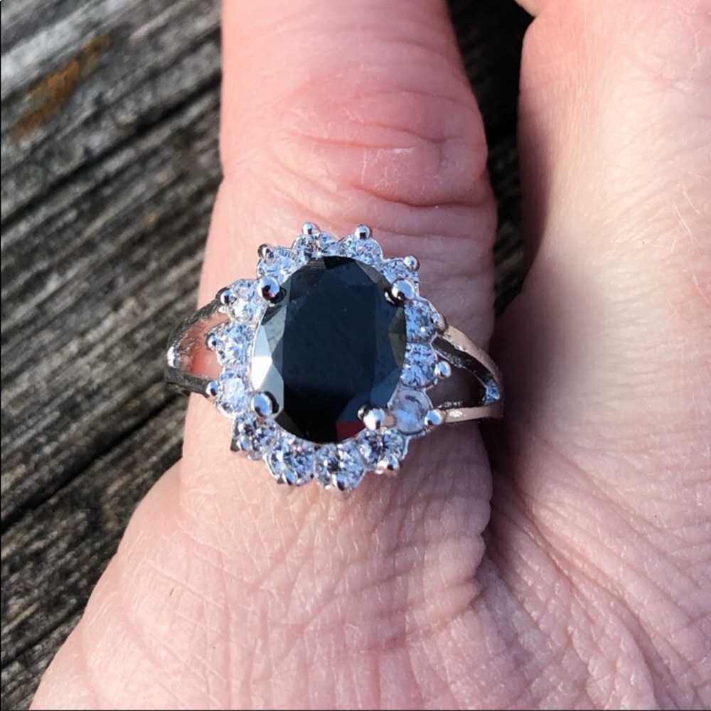 Black Spinel Zirconia Silver Ring! NEW! - Picture 4 of 9